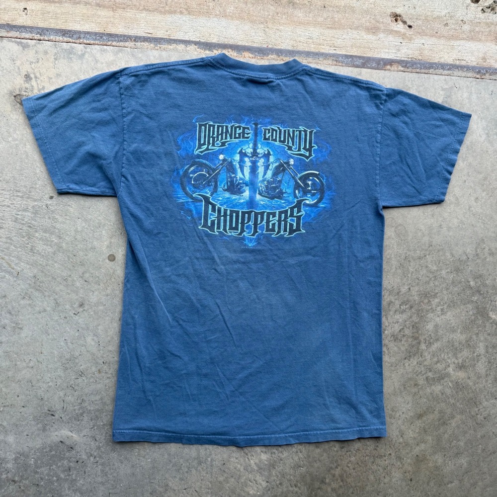 Orange County Choppers Vintage OCC T-Shirt Blue Optima Heavy Mens Large L